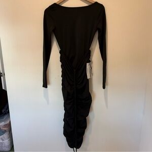Girlfriend Collective Black Andi Ruched Midi Dress